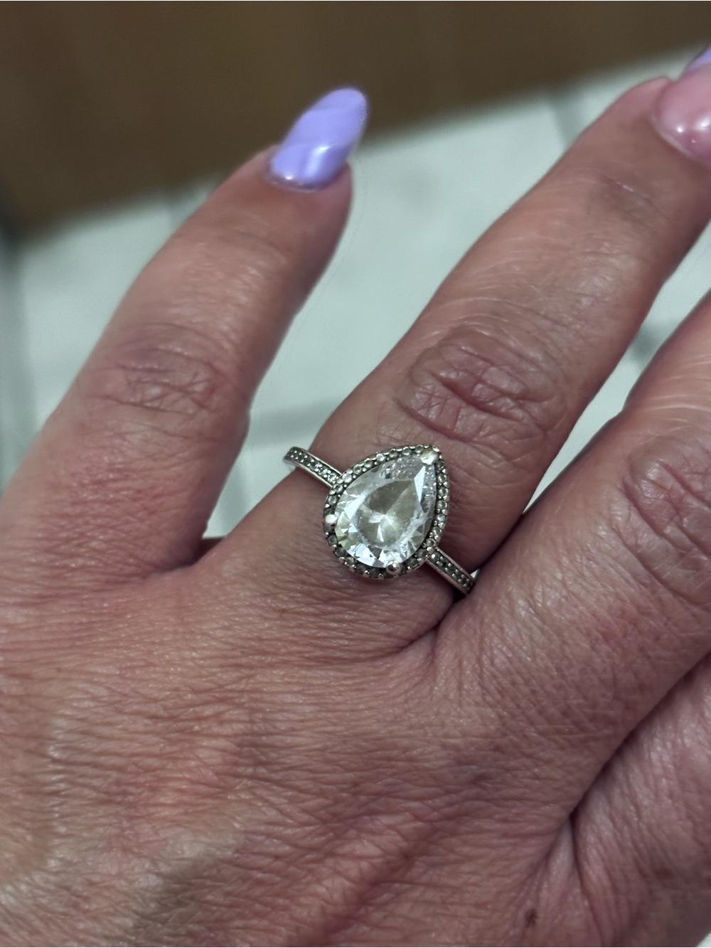 Pandora Sparkling Pear Halo Ring